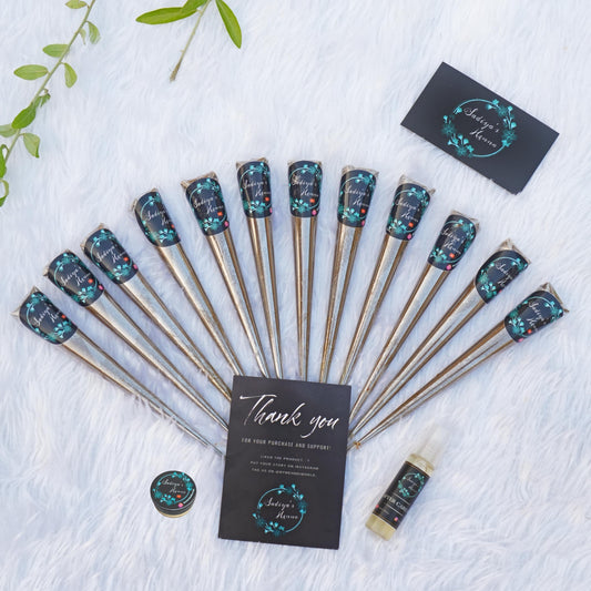 6 Bridal mehndi Cones + 1 After Care Balm + 1 After Care Oil